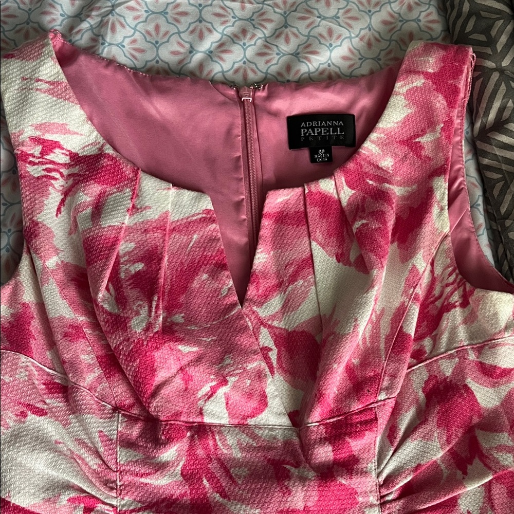 Adrianna Papell Pink and Cream Floral Mini Dress